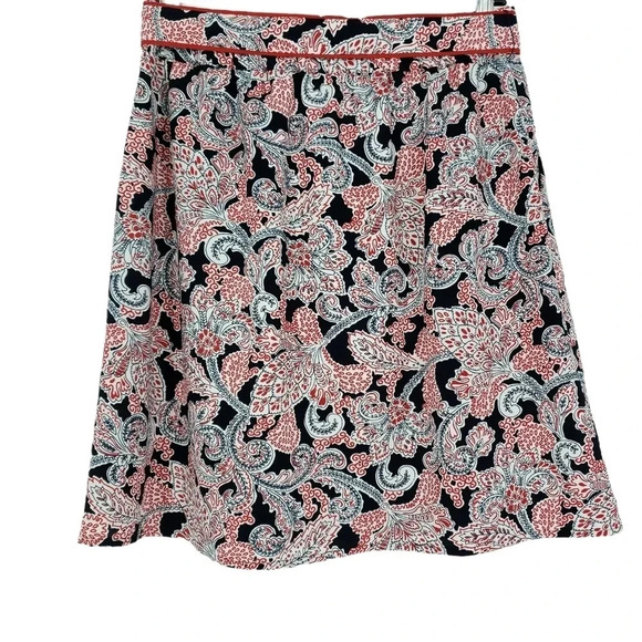 Ann Taylor LOFT Flare Skirt Floral Pull On Stretch Waist Tie Belt A Line - Picture 4 of 7